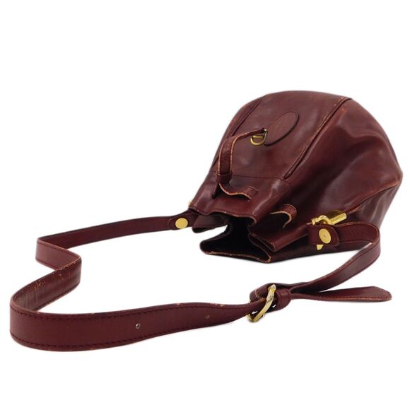 Cartier (Authentic) Must de Seau Bordeaux Red Leather Drawstring Bucket Bag, VTG - Picture 3 of 10